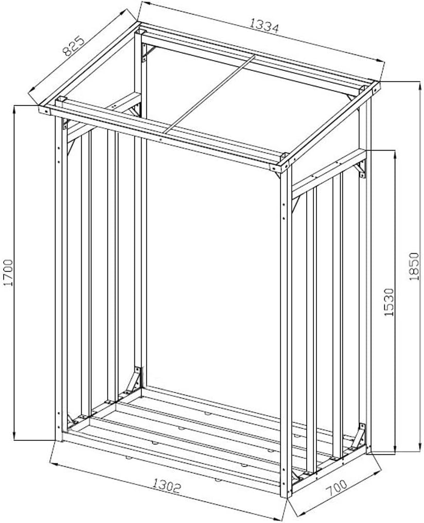QUICK STAR Metal brandhoutrek antraciet 130 x 70 x 185 cm Tuin brandhoutopslag 1,6 m3 / goed 2 SRM brandhoutopslag stapelhulp buiten