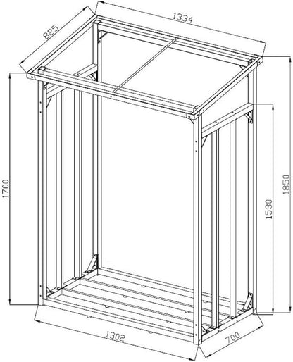QUICK STAR Metal brandhoutrek antraciet 130 x 70 x 185 cm Tuin brandhoutopslag 1,6 m3 / goed 2 SRM brandhoutopslag stapelhulp buiten