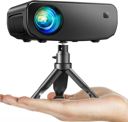 ELEPHAS 2024 WiFi-mini-projector, 15000 lux 1080p HD, draagbare projector, compatibel met iOS/Android/tablet/HDMI/tv-stick/USB (tas en statief inbegrepen)