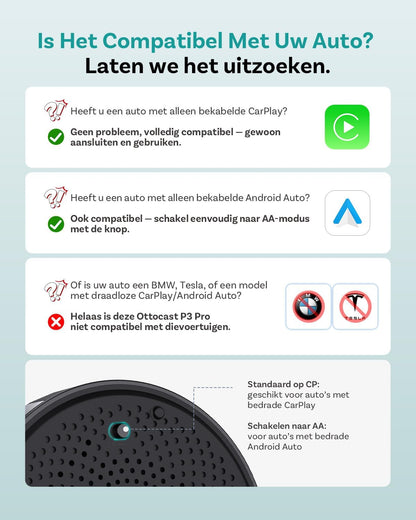 (2026 Nieuw) OTTOCAST P3 Pro CarPlay AI Box, 3-in-1 Draadloze CarPlay & Android Auto Adapter met HDMI-uitgang, 8+128GB, 5G WiFi, Split Screen, Download Elke App, OTA Upgrade voor Bedrade CP/AA Auto’s