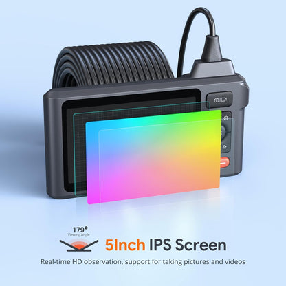 DEPSTECH endoscoopcamera met 3 lens, 15 m, 5 inch IPS-scherm, 1080p industriële endoscoop, buiscamera, kanaalcamera, IP67 waterdichte inspectiecamera voor afvoerbuizen