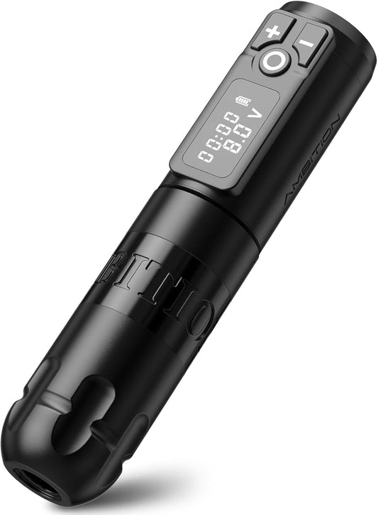 Ambition Soldier Roterende batterijpen Tattoo Cartridge Machine met 2400mAh draadloze kracht Coreless Motor Digitaal LED-display voor professionals en beginners Tattoo Artiesten