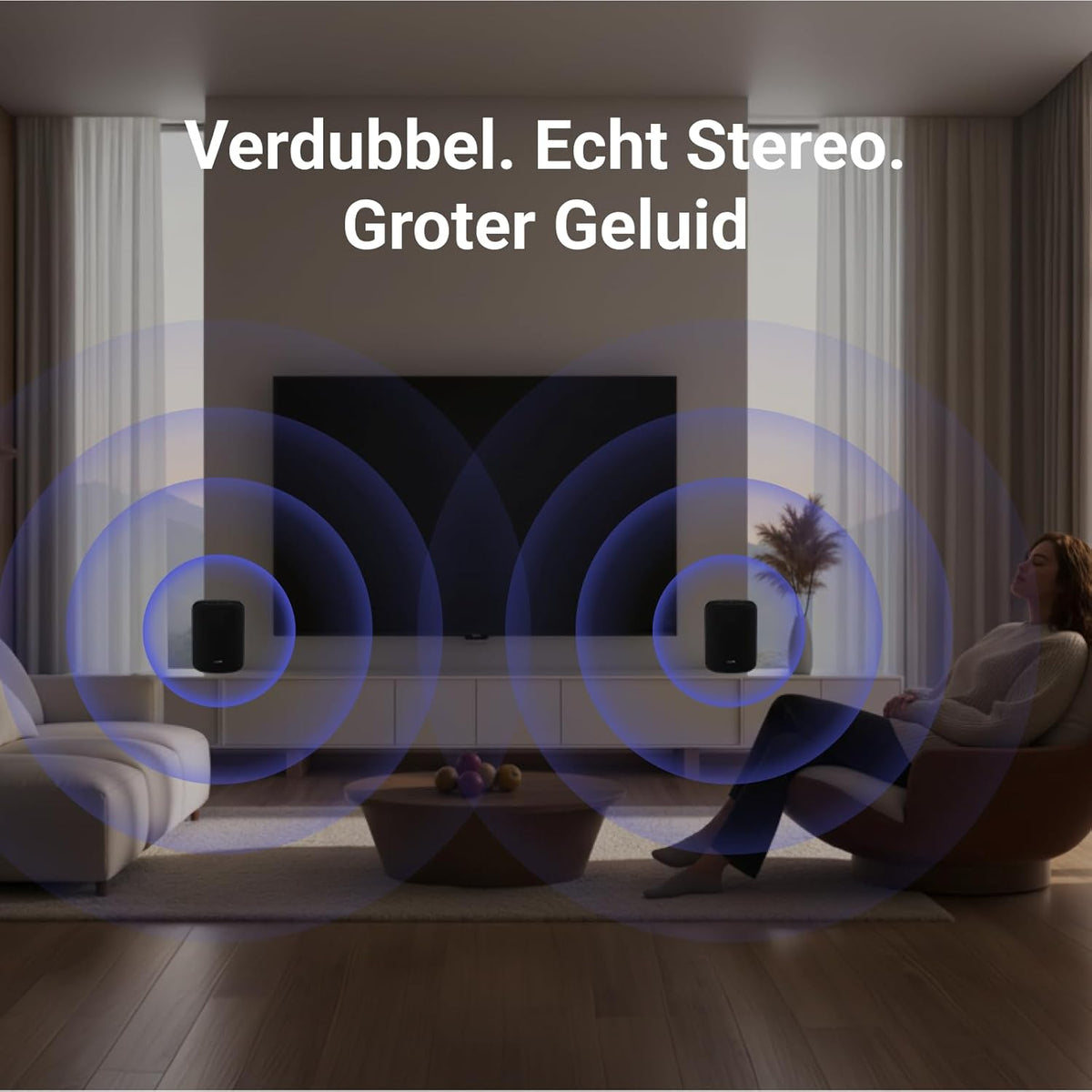 WiiM Sound Lite Smart Speaker, Hi-Res 24-bit/192 kHz, AI RoomFit™ Kamercorrectie, 100W Piekvermogen, Wi-Fi 6E/Bluetooth 5.3, Multiroom & Stereo Pairing, Zwart