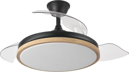 Ventilator EVROS L zwart met DC-motor en FABRILAMPintrekbare bladen