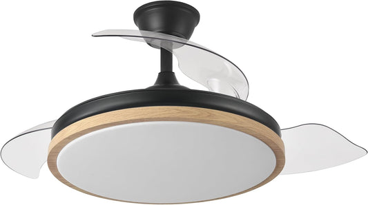Ventilator EVROS L zwart met DC-motor en FABRILAMPintrekbare bladen