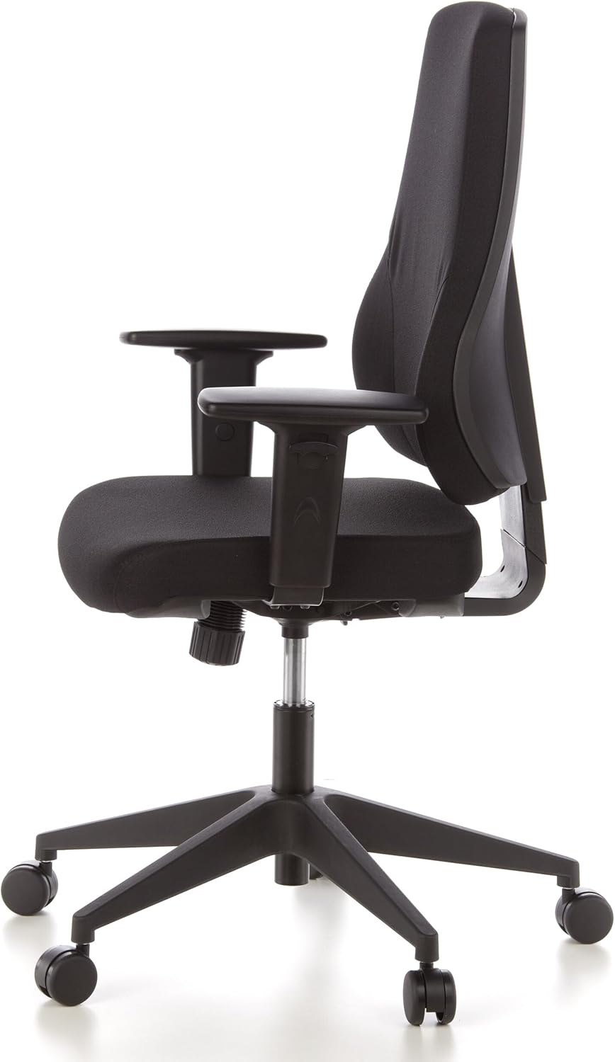 hjh OFFICE 608100 professionele bureaustoel PRO-TEC 100 zwart stof draaistoel met verstelbare rugleuning
