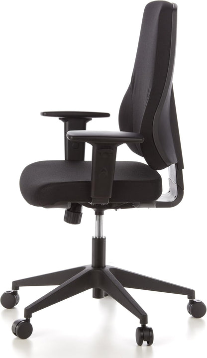 hjh OFFICE 608100 professionele bureaustoel PRO-TEC 100 zwart stof draaistoel met verstelbare rugleuning