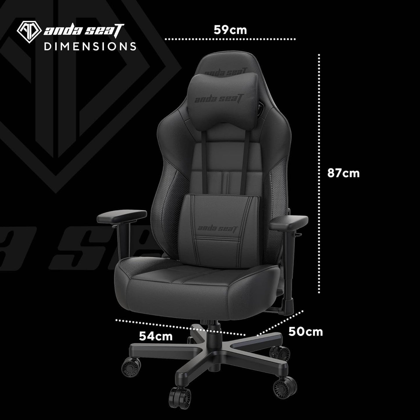 Anda Seat Dark Demon Dragon Gamingstoel voor volwassenen, ergonomische videogamestoelen, liggende bureaustoel, nek- en lendenrugsteun - grote zwarte premium PVC-lederen bureaustoel