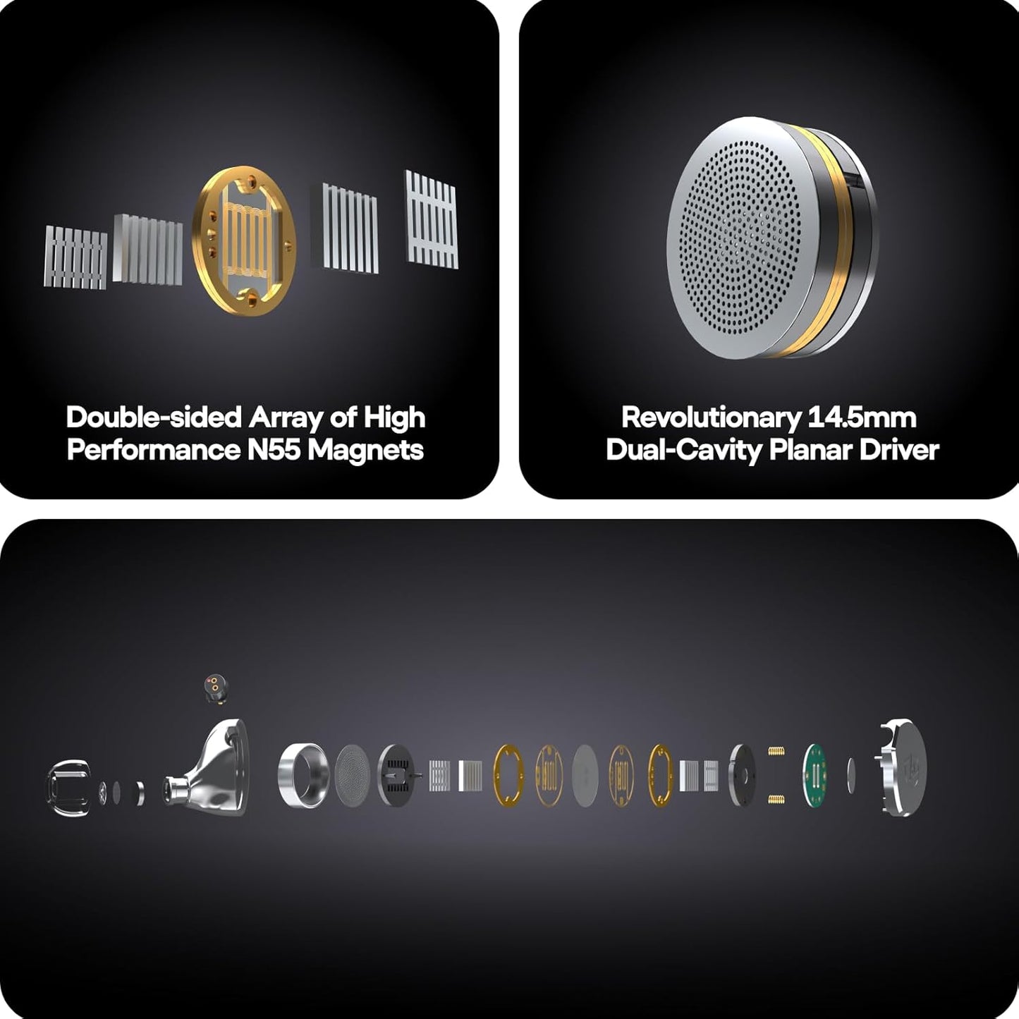 Linsoul 7Hz x Crinacle: Diablo/Divine In Ear Monitor,Hoofdtelefoon met 14,5 mm Planar Magnetische Drivers,IEM HiFi met Afneembare 2pin Monokristallijne Koperen Kabel voor Audiofielen (Divine, Zilver)