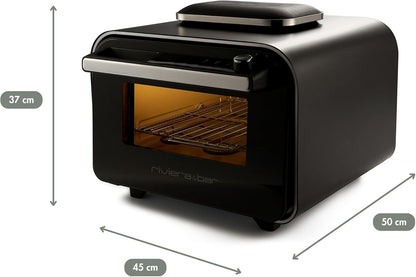 riviera&bar Pizzaoven met Airfryer functie – Compacte elektrische oven 1800W, 20L capaciteit – Digitaal display – Voor binnen & buiten gebruik – Inclusief accessoires – Zwart