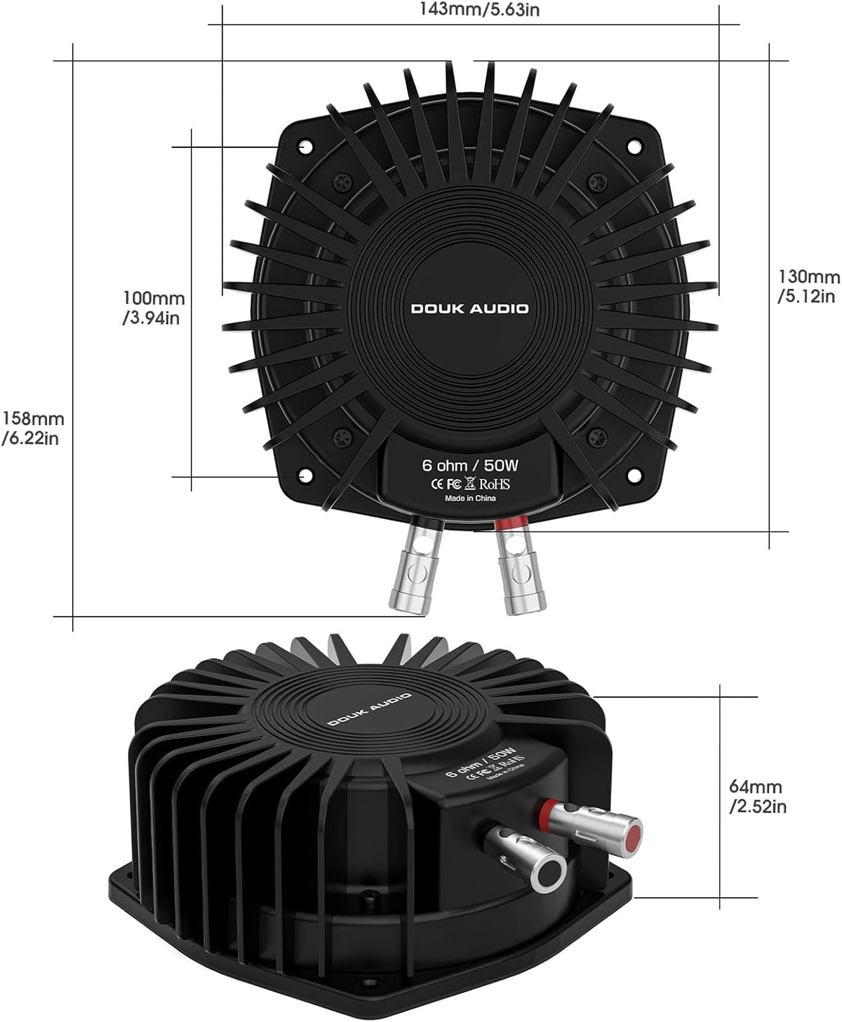 Douk Audio BS-1 Bass Shaker: 50W High Power Buttkicker - Tactiele transducer - Subwoofer dieptepunten voor thuisbioscoop, auto audio en gaming stoel vibratie onderdompeling (1 paar)