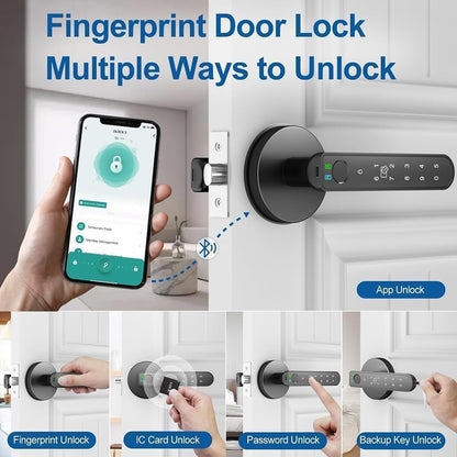 Deurgreep met vingerafdruk, elektronisch slot met touch-toetsenbord, intelligent slot met touch-toetsenbord en smartfuncties, voor toegangsdeur, huis, kantoor, woning