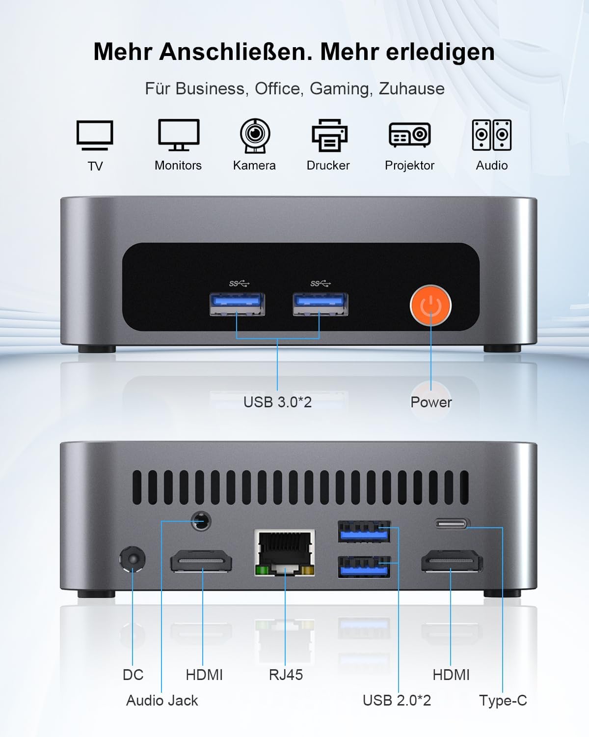 Ninkear Mini-pc met AMD Ryzen 7430U tot 4,9 GHz, 16 GB RAM 512 GB SSD, ondersteunt PS3 Emulator Gaming, ultrastil, Triple 4K-display, WiFi6E, mini-computer voor kantoor en thuiskantoor