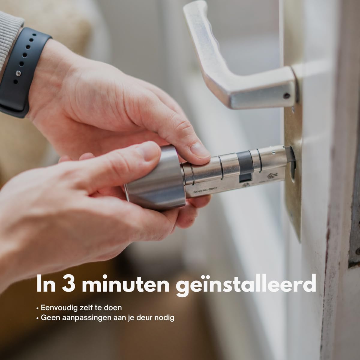 Bold – Elite Smart Lock SX43 – Slim Deurslot zonder Sleutel – Bluetooth & WiFi – Eenvoudige Installatie – App-bediening – Zilver