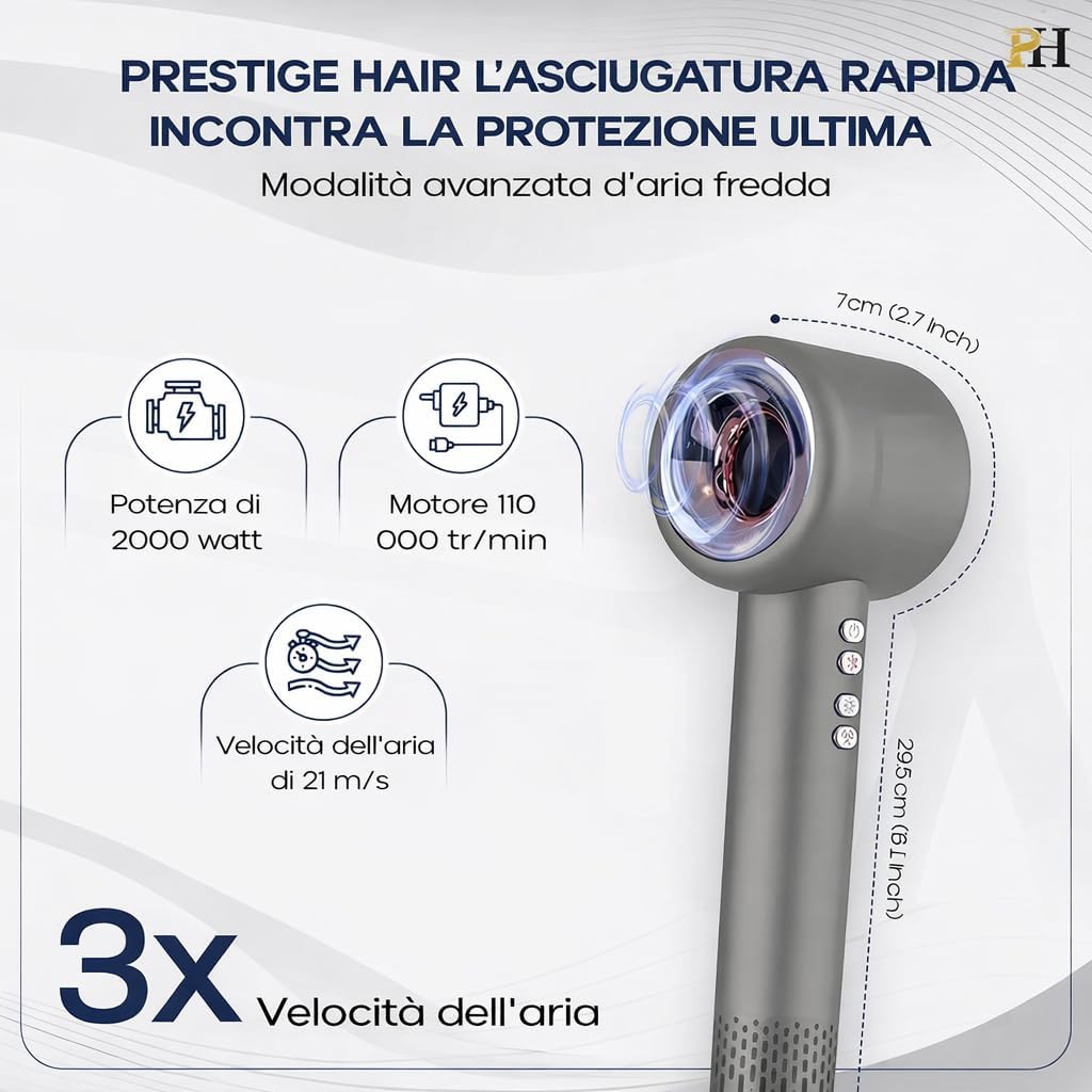 Professionele ionische haardroger (grijs)