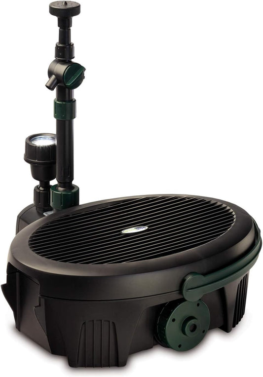 Aquagarden Inpond 3000, vijver- en waterpomp, filter, UV zuiveraar, LED spot en fontein, complete oplossing voor een schone, heldere en mooie vijver, voor vijvers tot 3000 liter, zwart