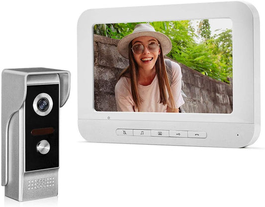 KDL Bedraad Video Deurbel Intercom Systeem 7 inch Kleur Monitor Panel met Nachtzicht Video Camera Deurtelefoon Twee-weg Audio 12 Ringtones Waterdicht voor Thuis Appartement Veilig