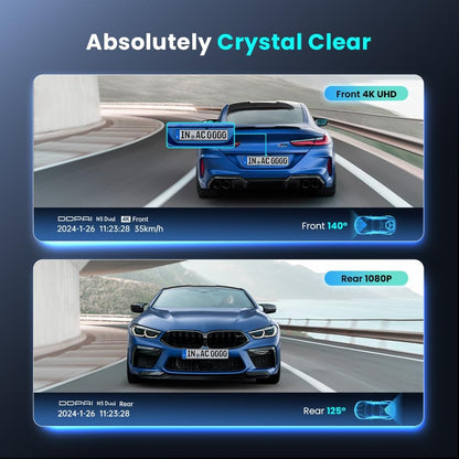 Dashcam Auto Voor en Achter – Dual Dashcam – Dubbele Dashcam – Autocamera – Voor en Achtercamera – 4K Voor, 1080P Achter – 32GB Intern Geheugen