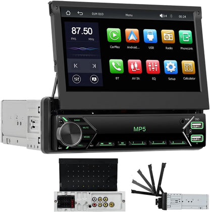 Draadloze CarPlay autoradio, 1 Din met uittrekbaar scherm, handmatig, 7 inch touchscreen, Android autoradio met bluetooth, stereo, autoradio, ondersteuning, FM AUX USB-achteruitrijcamera