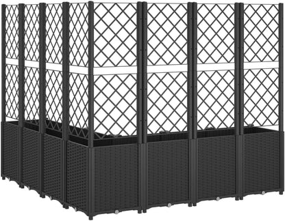 Planter with Trine Grate, Black, 160 x 160 x 140 cm, Rectangular Large Flower Pot for Indoor and Outdoor Use, Frost-Resistant, UV Protection - QUORE