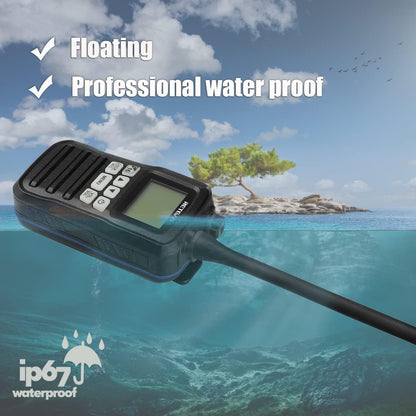 Retevis RM01 Handheld Radio, IP67 Waterdichte Marine Walkie Talkie Trillingen Drijvende Schip Transceiver Handheld Radio voor Varen Kajakken Visser (Zwart, 2 Pack)