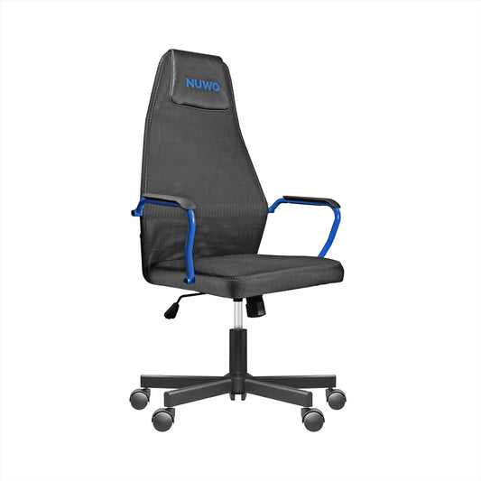Nuwo Grid Gamingstoel, draaibaar, in hoogte verstelbaar, ergonomische bureau- en bureaustoel, ademende zitting en rugleuning, draagkracht 110 kg, blauw