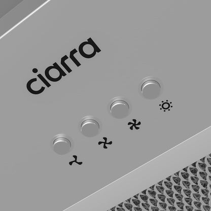 CIARRA CBCS6926A A+++ Inbouwafzuigkap, ventilatorbouwsteen, 60 cm breed, 650 m³/uur, afvoerlucht, inbouwkap, warme led-verlichting, 3 standen, met CBCF003 actieve koolfilter - QUORE