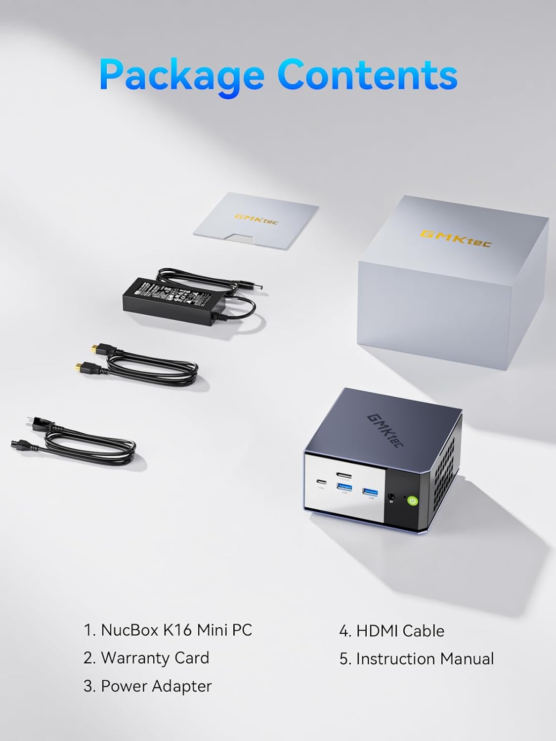 GMKtec K16 Gaming Mini PC AMD Ryzen 7 7735HS (4.75GHz) 32DDR5 RAM +512GB Hard Drive PCle SSD, Dual NIC LAN 2.5G Desktop Computer, Dual USB4, HDMI 2.0, USB-C