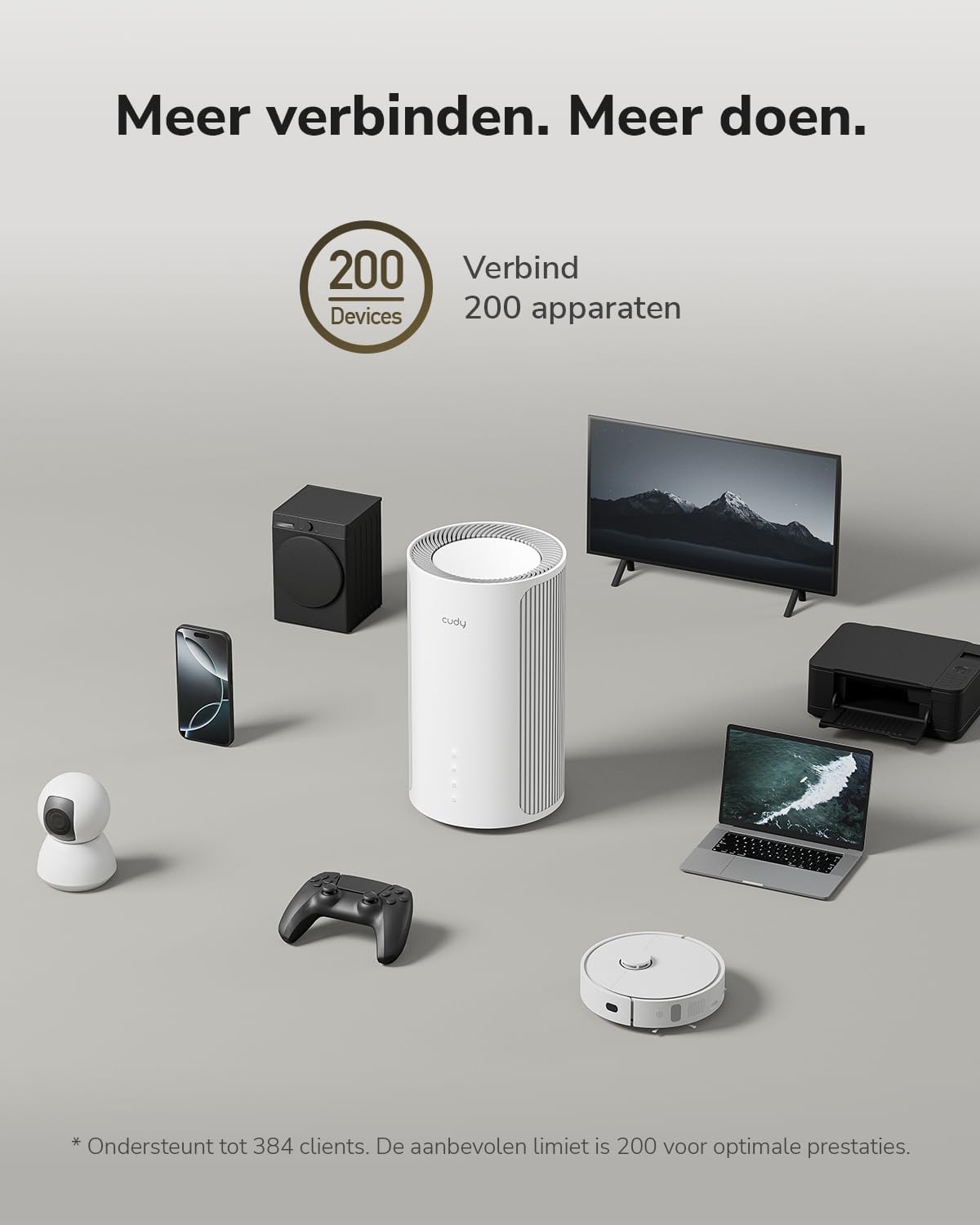 Cudy Tri-Band WiFi 7 BE11000 Hele Home Mesh-systeem, 6-Stream 10 Gbps, 4 × 2.5G-poorten, MU-MIMO, Multi-VPN, Cudy APP, Smart Interne Antennes, M11000 1-Pack