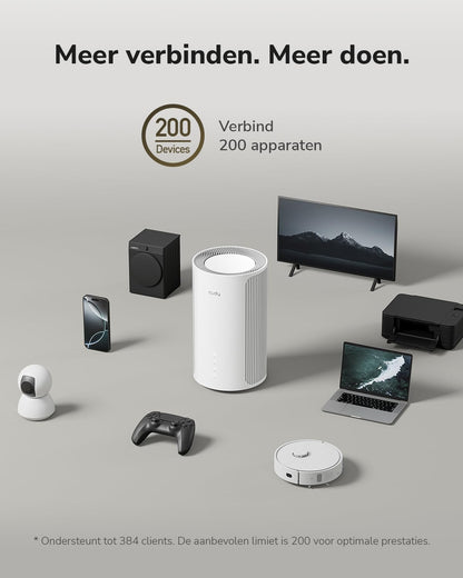Cudy Tri-Band WiFi 7 BE11000 Hele Home Mesh-systeem, 6-Stream 10 Gbps, 4 × 2.5G-poorten, MU-MIMO, Multi-VPN, Cudy APP, Smart Interne Antennes, M11000 1-Pack