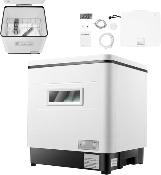 800W Stainless Steel Dishwasher | Exquisite Table Dishwasher, Working Temperature 70°C | 360° Water Rotation Spray Dishwasher | Freestanding Dishwasher Small Dishwasher