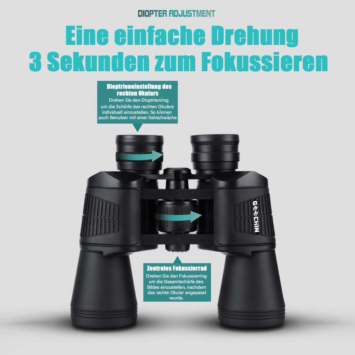 Verrekijker voor volwassenen, 20 x 50,27 mm, oculair HD-verrekijker met nachtzicht, FMC-lens, veldsteker en draagtas, duurzaam, schokbestendig, breed gezichtsveld voor sport, natuurobservatie,