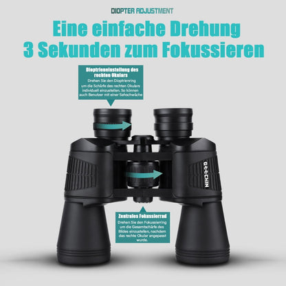 Verrekijker voor volwassenen, 20 x 50,27 mm, oculair HD-verrekijker met nachtzicht, FMC-lens, veldsteker en draagtas, duurzaam, schokbestendig, breed gezichtsveld voor sport, natuurobservatie,
