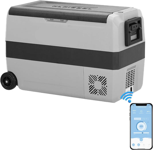 Mini koelkast - Auto koelkast - Draagbare Compressor Koelbox - Elektrische Vriesbox - voor Camping - Auto - Vrachtwagen - Boot - met USB-aansluiting - 50L - 12/24V & 230 V - 36 x 72.3 x 45.5 cm - Grijs