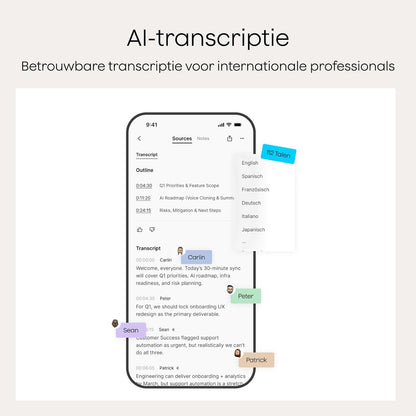 Digitale AI-spraakrecorder – Spraakrecorder – Dictafoon – Audio Recorder – Voice Recorder – Zwart met Zwarte Hoes – Transcriptie in 112 Talen – Samenvattingen met Sprekerherkenning