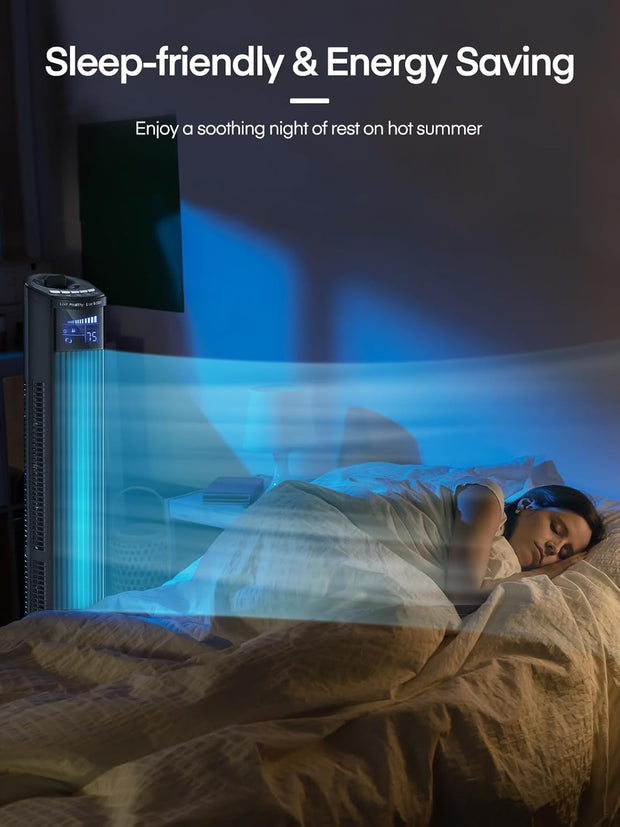 Luchtkoeler - Aircooler - Torenventilator - 91.4 cm Ventilator - met 3 Snelheden - 3 Modi - Afstandsbediening - 12-uurs Timer - Slaapmodus - Draagbare Ventilator - Zonder Vleugels - Zwart