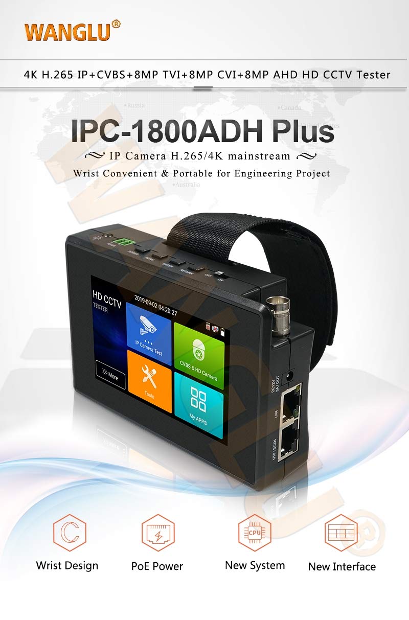 IPC Camera Tester Monitor CCTV IP Camera H.265 4K IP 8MP TVI CVI AHD Analoge 5-in-1 Pols CCTV Test Monitor WIFI