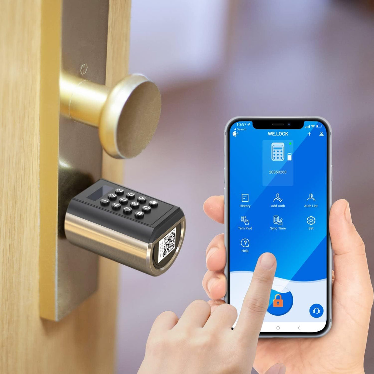 WELOCK PCB41 Elektronische deurcilinder, huisdeur met cijfercode, RFID-kaart, app, wifi, deurslot, code, verbinding voor 50-100 mm deur, IP65, eenvoudige installatie