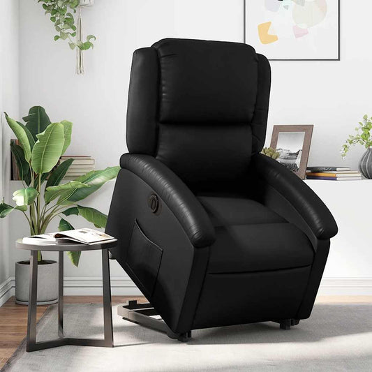 Relaxstoel met opstahulp – Elektrische Relaxfauteuil – Tv-stoel – Ligstoel – Verstelbare Zithouding – Elektrisch Kantelsysteem – Zwart Kunstleer – Maximaal Comfort