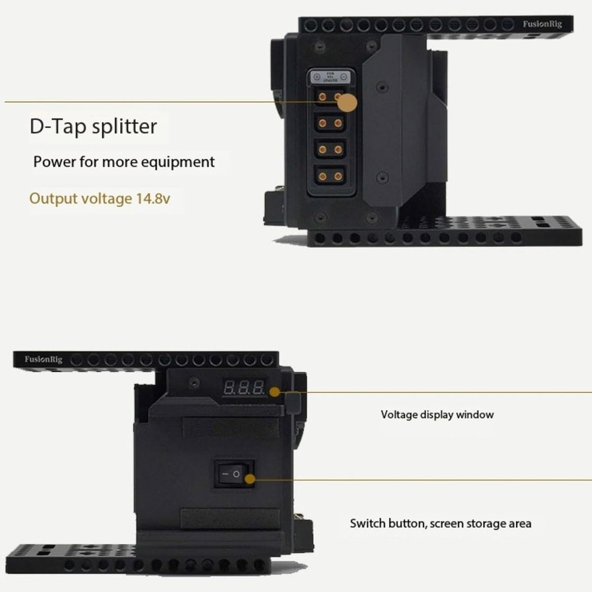 Fusion Rig Cineback Camera Support Uitbreidingsmodule V-Mount-Plaat, D-Tap-Splitter, Schokbestendige Schermopslag voor Sony FX3/FX30