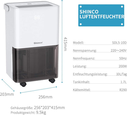 Luchtontvochtiger – Ontvochtiger – Kamerventilator – Vochtvreter – Vochtregelaar – Stil – 10 Liter per Dag – Geschikt voor 15 m²