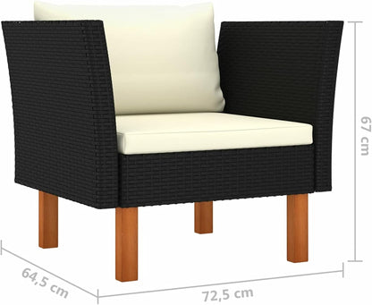 Tuinstoel – Tuinmeubel – Buitenstoel – Rattan Stoel – Loungestoel – PE Rattan & Eucalyptus Hout – Comfortabele Zitkussens