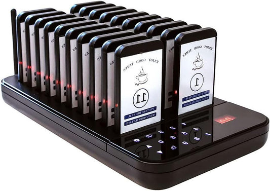KZH Restaurant Vibrator, 20 Beeps, 500 Metres Wireless Call System, Ready to Use Without Clutch, Signal Can Go Through Walls, for Hotel, Bar, Cafe, Clinic, Easy to Operate - QUORE