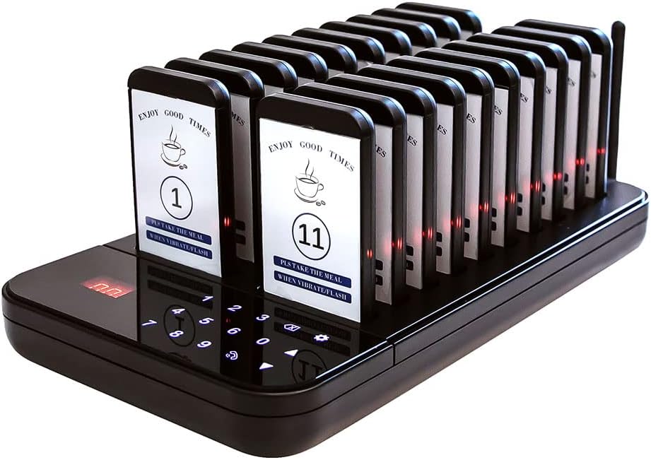 KZH Pager Systeem, Oproepsysteem Restaurant, 20 Pagers, 7 Oproepmodi, Gemakkelijk te Gebruiken, Waterdicht Aanraaktoetsenbord, Semafoonsysteem voor Bar, Ziekenhuis, Hotel