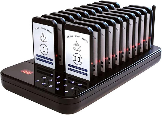 KZH Pager Systeem, Oproepsysteem Restaurant, 20 Pagers, 7 Oproepmodi, Gemakkelijk te Gebruiken, Waterdicht Aanraaktoetsenbord, Semafoonsysteem voor Bar, Ziekenhuis, Hotel