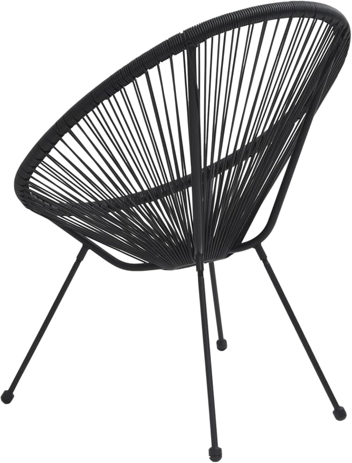 Round Garden Chair Set of 2 Black Rattan Garden Chairs Relax Garden Chair Outdoor Chair - QUORE