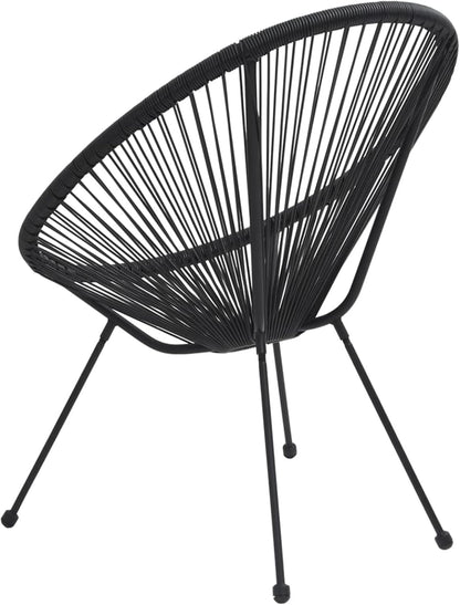 Round Garden Chair Set of 2 Black Rattan Garden Chairs Relax Garden Chair Outdoor Chair - QUORE
