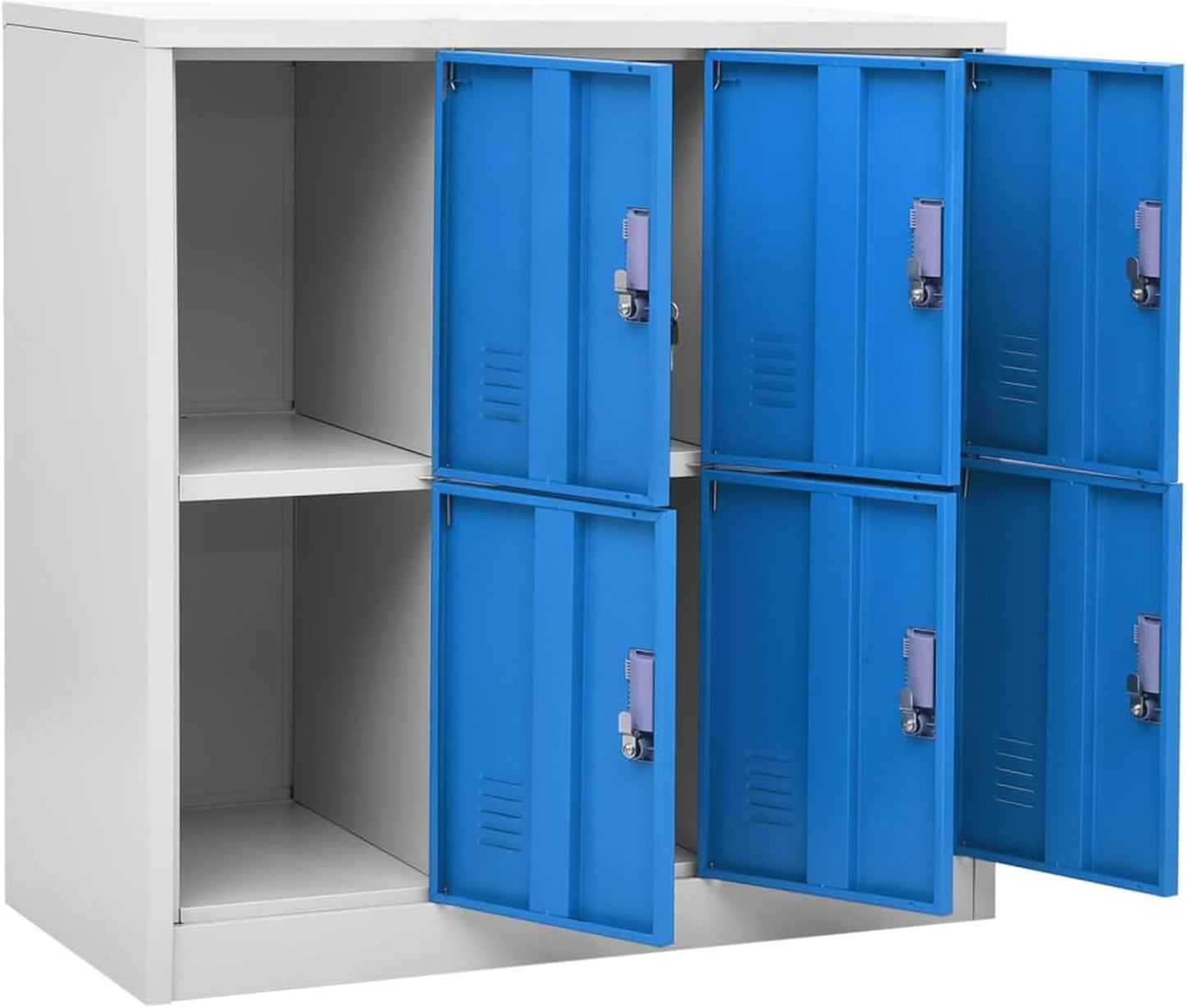 Gecheer Metal Lockers Storage Cabinet Storage Cabinet Lockable Cabinet, Living Room and School Locker Organizer with Doors and Locks Light Grey and Blue 90x45x92.5cm Steel 2 - QUORE