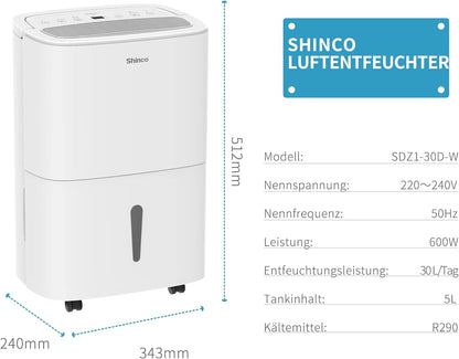 Luchtontvochtiger – Vochtvanger – Ontvochtiger – Kamerontvochtiger – Vochtverwijderaar – 30 Liter Per Dag – Wifi Met Automatische Herstart