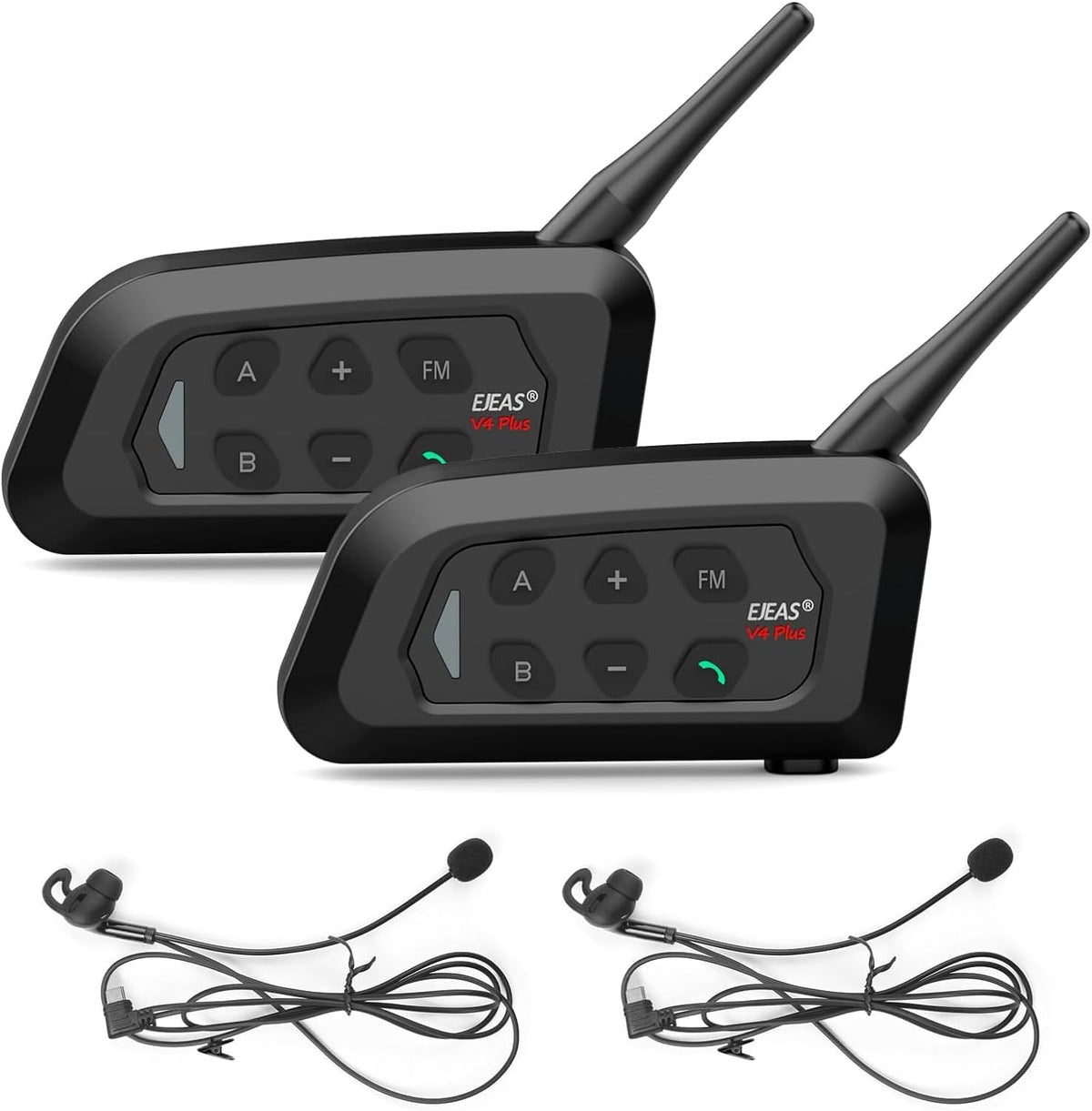 EJEAS V4C Plus 2 Pcs Professional Football Referee Bluetooth Intercom, 1200 Meters, 4 People Simultaneously Duplex Speaking for Football and Handball Referees